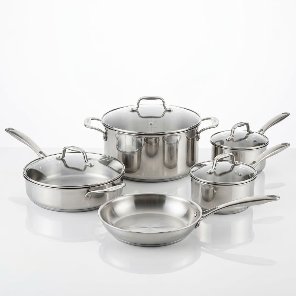 Batería de Cocina en Acero Inoxidable 6 Piezas con Tapas